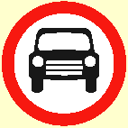 Which sign indicates that motor vehicles are not allowed?