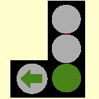 While in the left-hand lane at traffic lights, waiting to turn left, which signal indicates that you must wait?