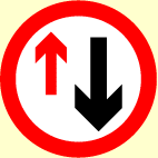 Which sign indicates that there will be two-way traffic crossing your route ahead?