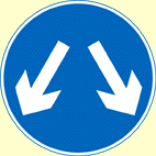 Which sign indicates that there will be two-way traffic crossing your route ahead?